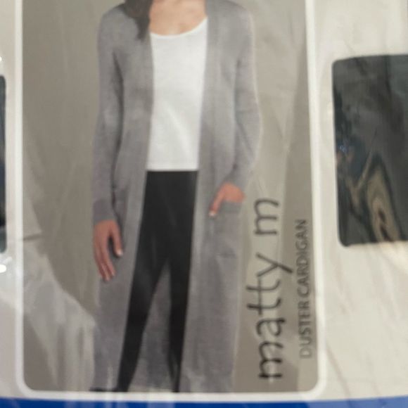 matty m soft heather gray long duster cardigan Large NWT - Picture 7 of 10